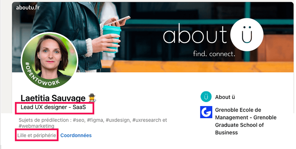 profil linkedin avec intitulé de poste