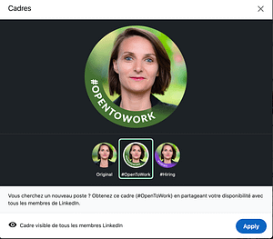 Profil linkedin avec badge "open to work"